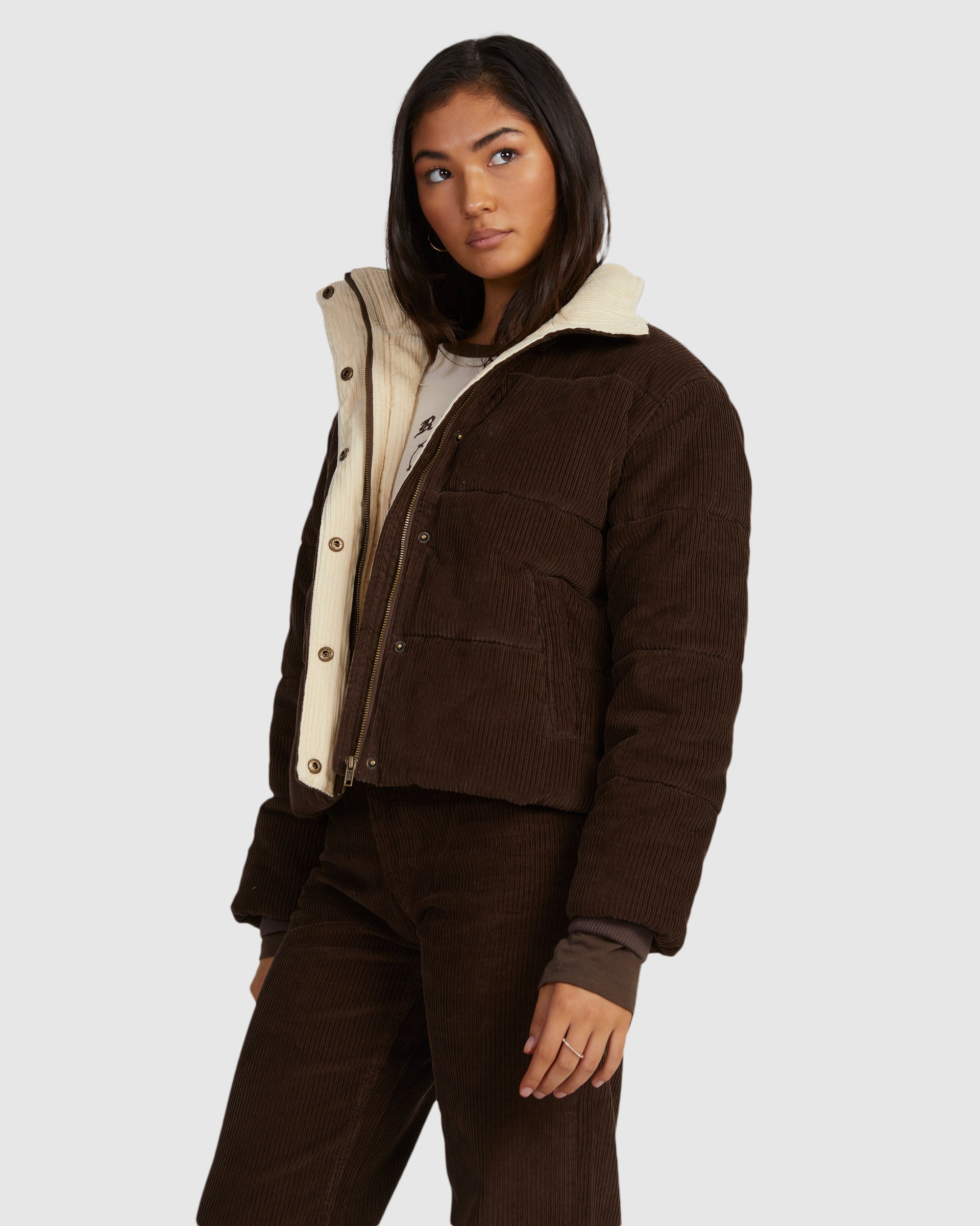 Womens Eezeh Puffer Jacket Coffee RVCA AU