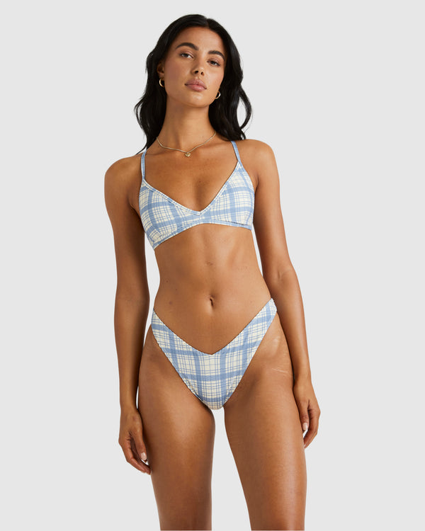 Womens Vintage Plaid Tri Crossback Bikini Top