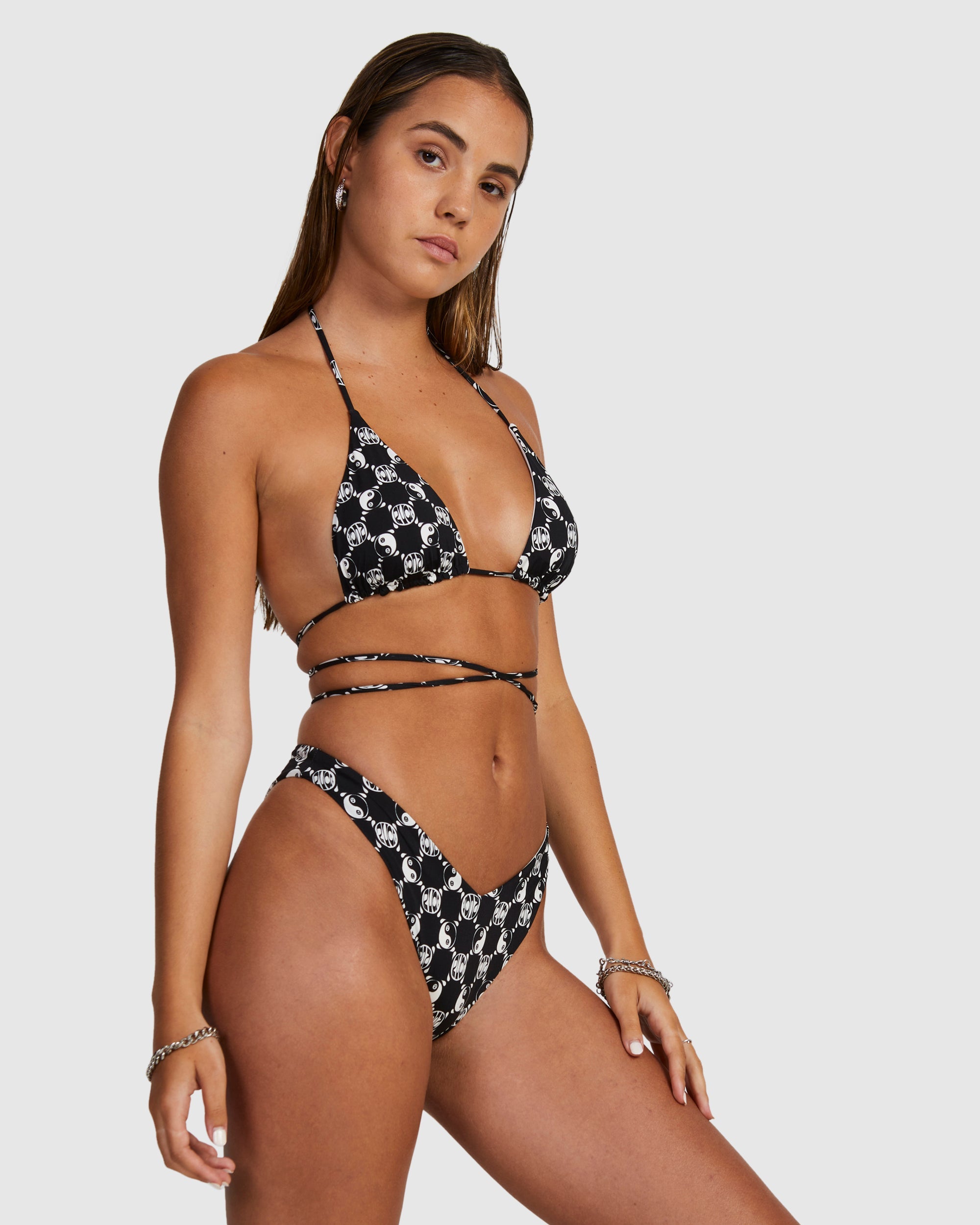 Womens Rvca Healing V Medium French Bikini Bottom Rvca Black XS 6