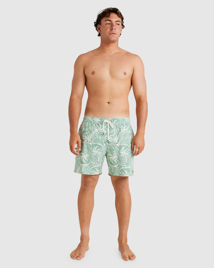 Mens Exotica Print 17" Elastic Swim Shorts