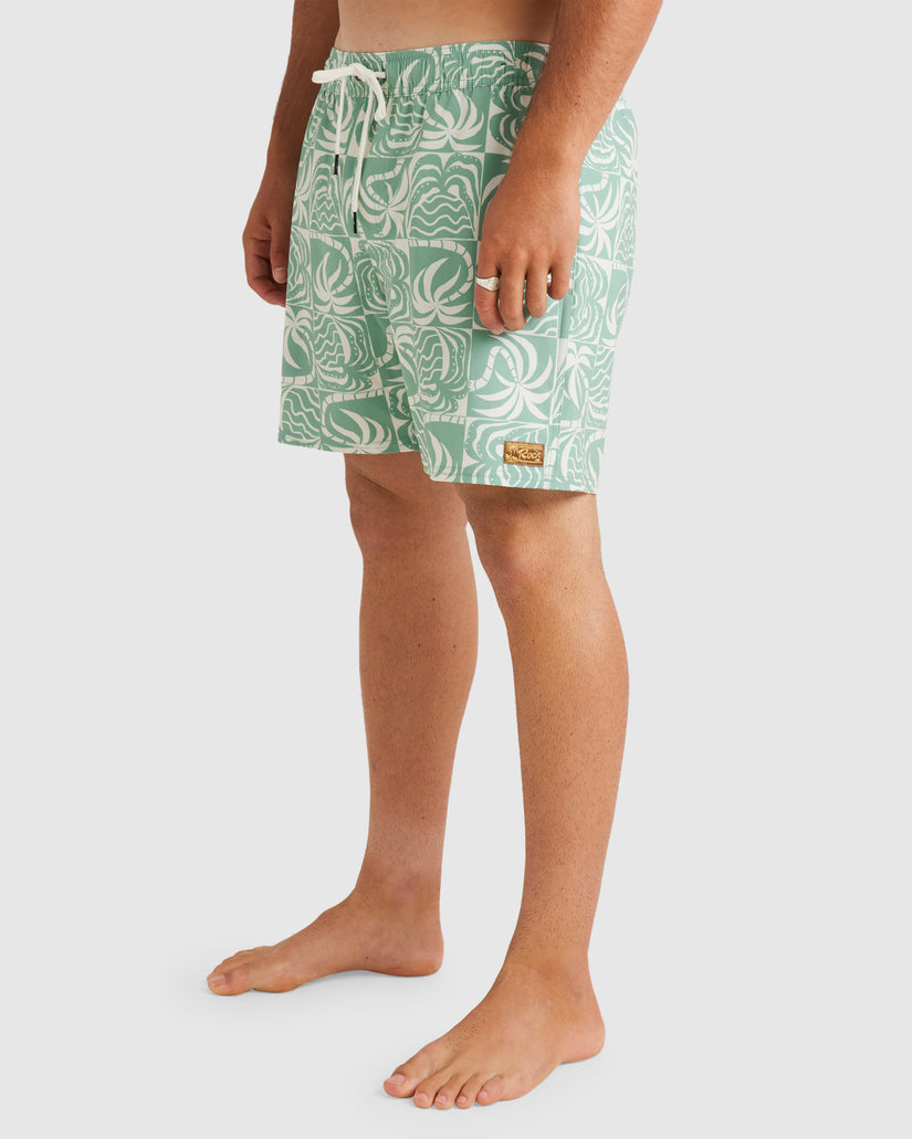 Mens Exotica Print 17" Elastic Swim Shorts