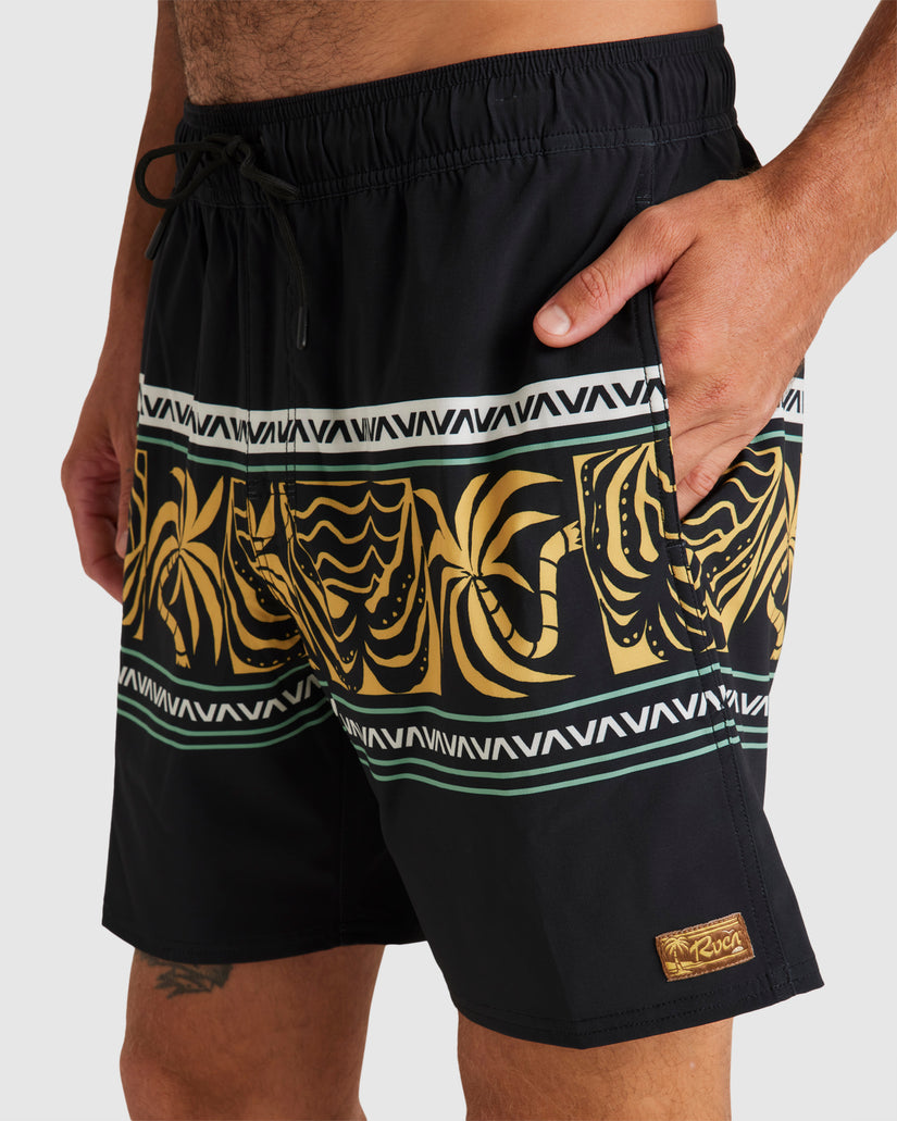 Mens Fronds Divide 17" Elastic Swim Shorts