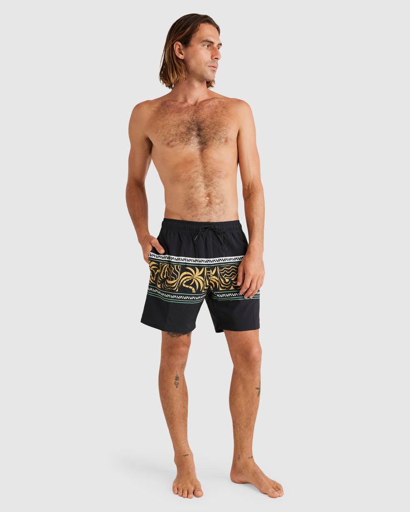 Mens Fronds Divide 17" Elastic Swim Shorts