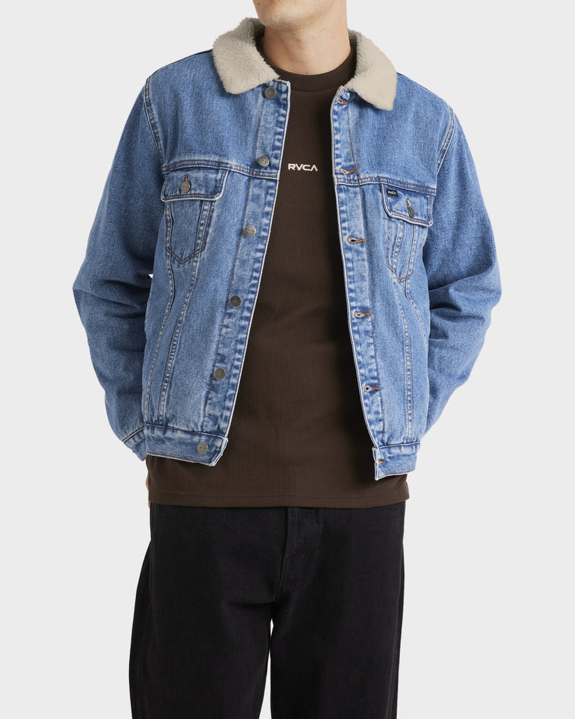 Mens Denim Sherpa Trucker Jacket